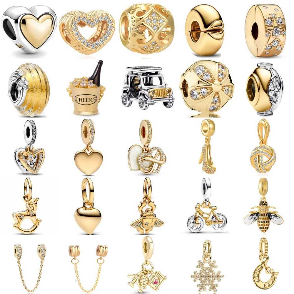 2025 New Gold High Heels BicyclesHeart-shaped Pendant Suitable For European Original Bracelet DIY Charm Jewelry 925 SilverXJ251107