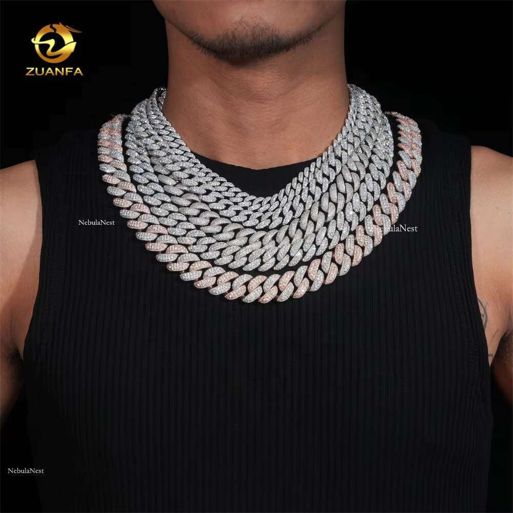 Rapper Jewelry Solid Heavy 930g 28mm Hip Hop Sier Iced Out Moissanite Miami Cuban k Chain