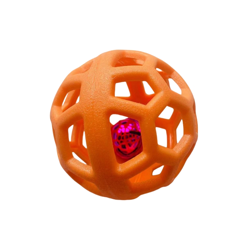 Dog Chew Toy Hollow Ball with Jingle Bell Inside Durable Soft Pet Chew Tooth Cleaning Ball Toys Rubber Non Toxic