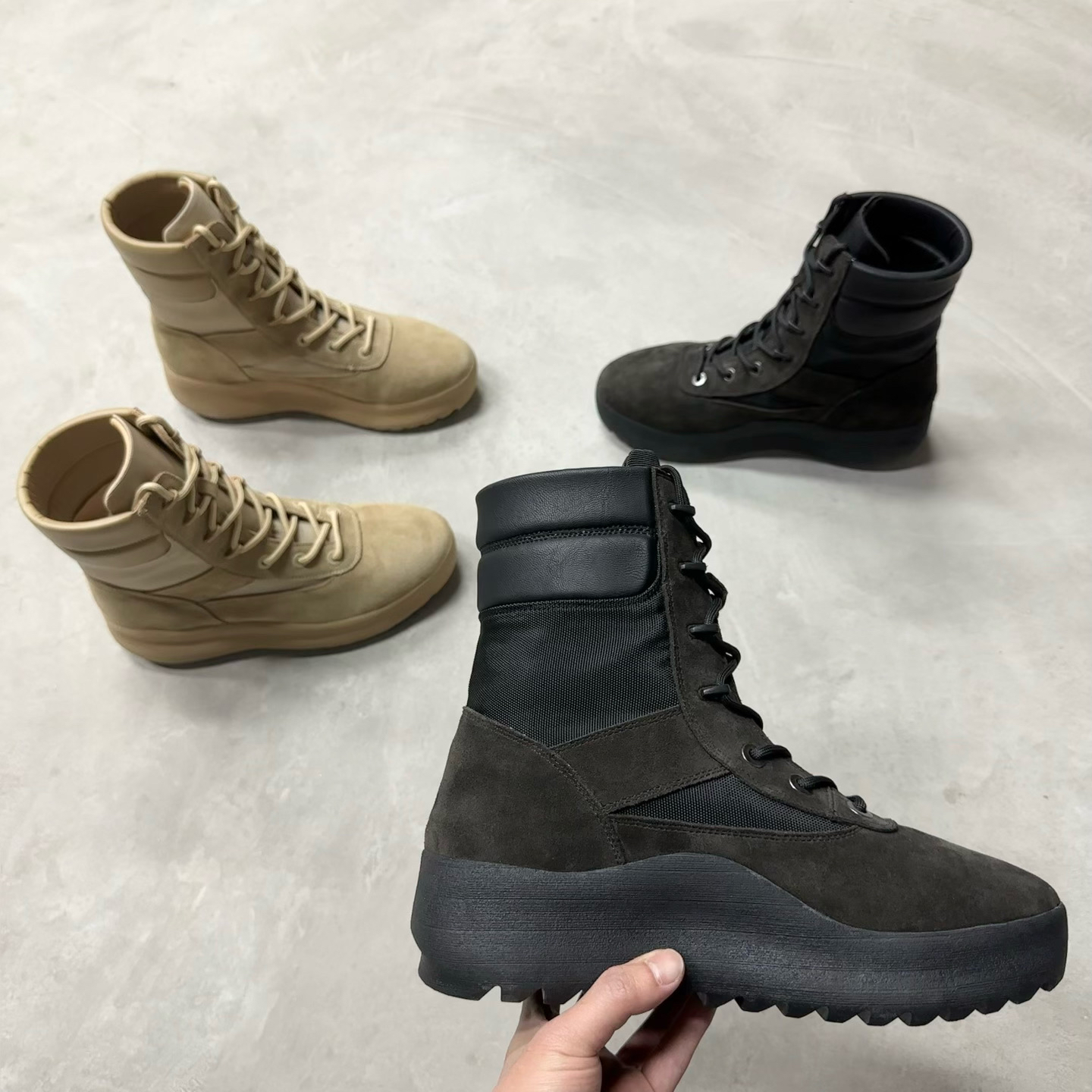 2025 New Suede Cowhide Thick Soled High top Men's Shoes Desert Patchwork Motor Boots