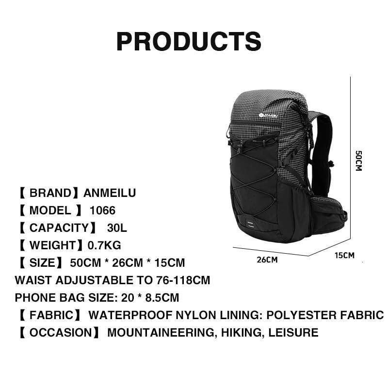 An Mountaineering 30L Large Capacity Men Women Outdoor Travel Hiking Off-Road Lightweight Sports Backpack