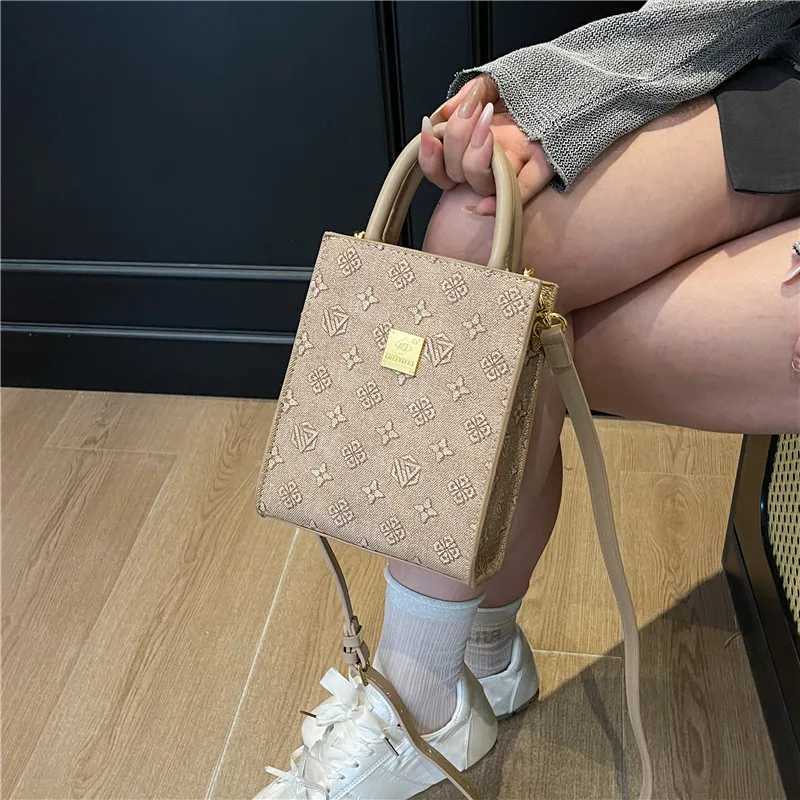 2025 Spring Summer Monogram Tote Bag for Women Korean-Inspired Adjustable Crossbody Strap Shoulder Purse with Top HandleW251106