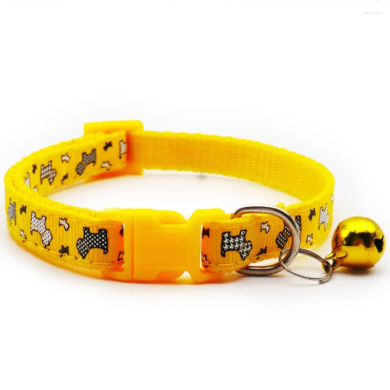 Update Pet Supplies Personalized Cartoon Print Adjustable Dog Collar With Bell Accessories Plastic Square Clasp Traction