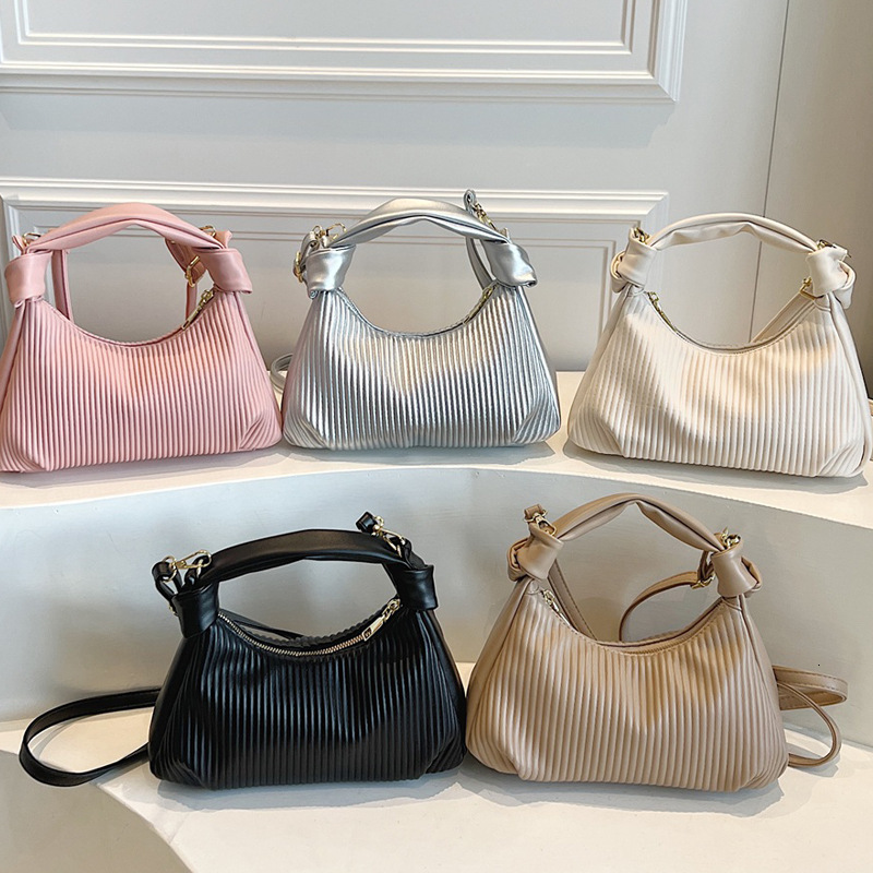 2025S Designer Women S Bag Hand Held Pleated Women S New Single Shoulder Small Square Bag French High End Feeling Simple And Western Style Hand Held C
