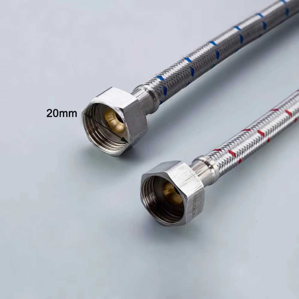 G1/2 1 Pair Stainless Steel ible Plumbing Pipes Cold Hot Mixer Faucet Water Supply Pipe Hoses Bathro Part 50cm Y251107