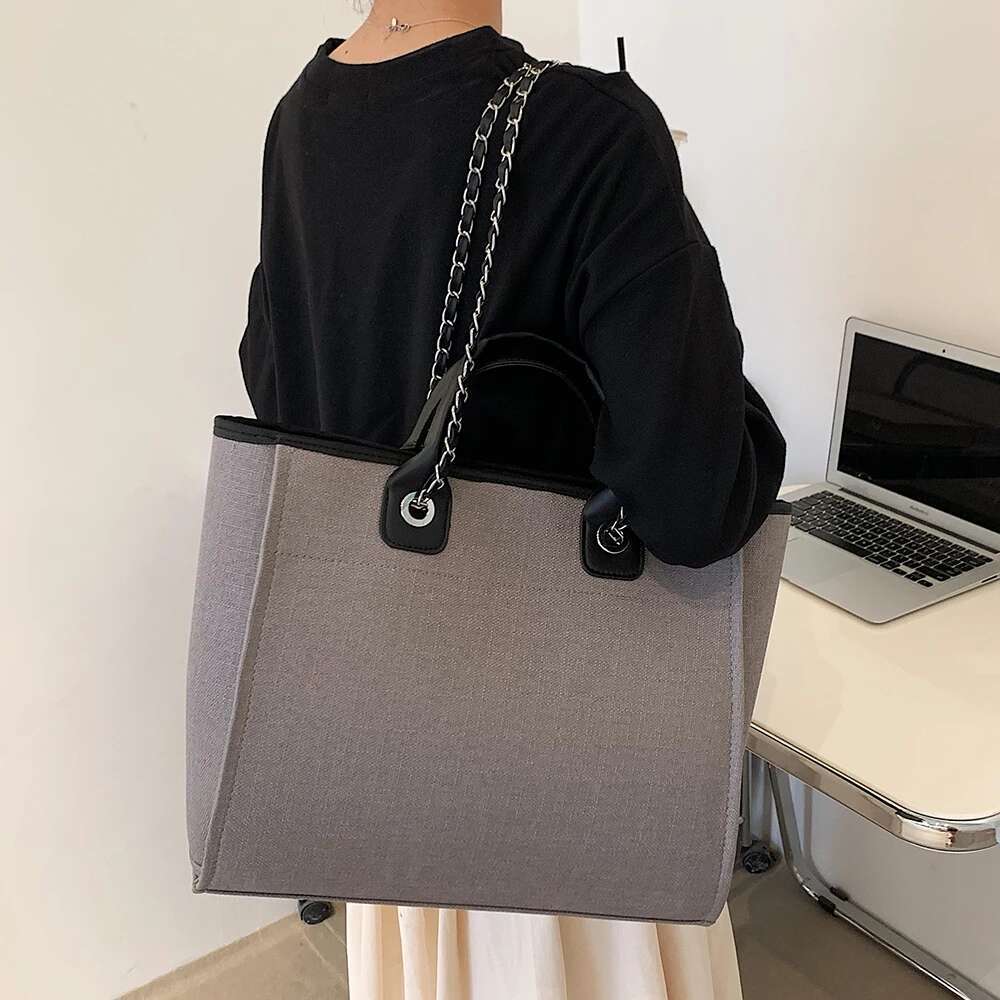 Large Capacity Canvas Shoulder Bags For Women 2025 Casual Tote Female New Chain Messenger Bag Leisure Pink Trend Handbags