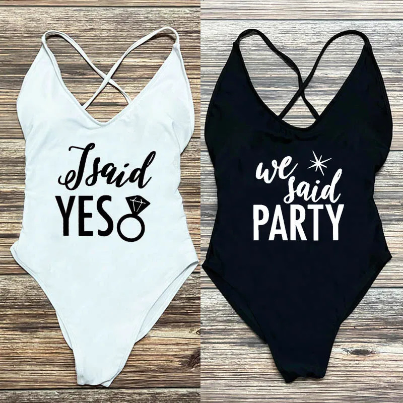 Bachelorette Party onepiece swimsuit womens sexy pad I was wrong Yes summer beachwear 250313