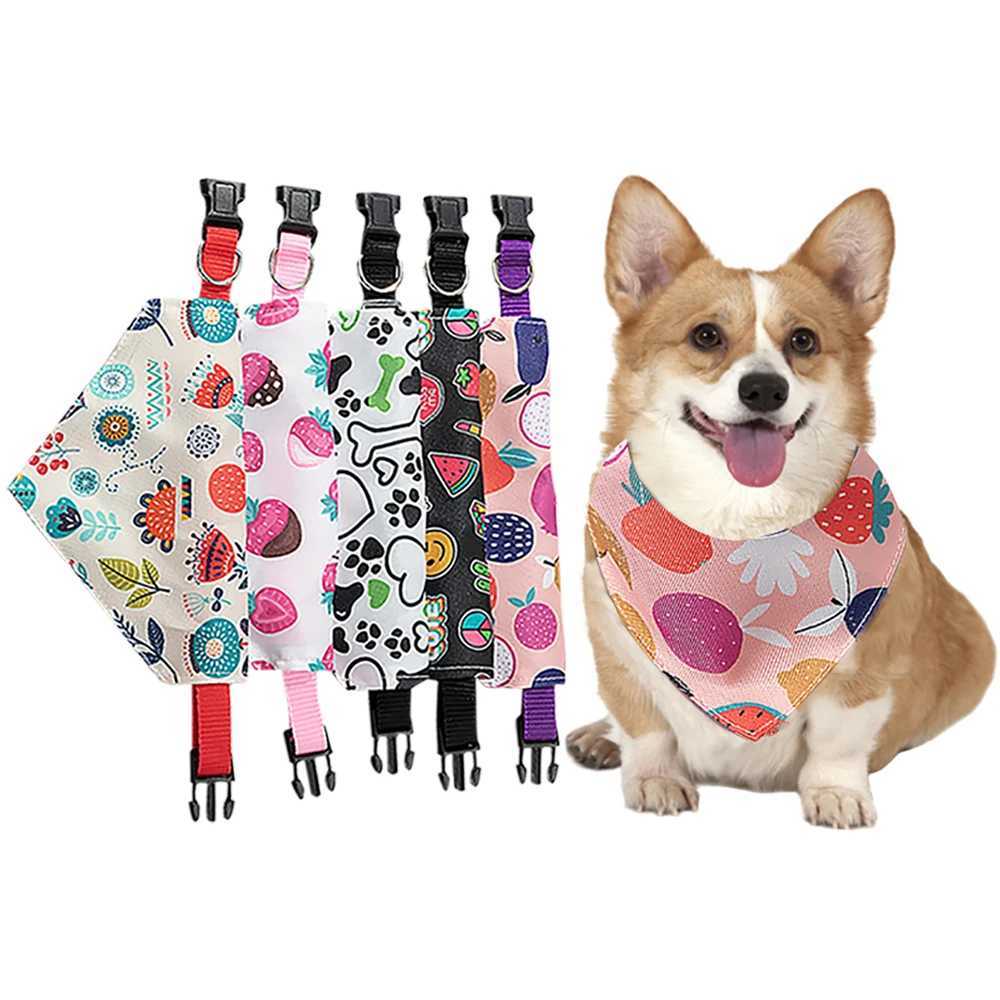 Pet Dog Collar Scarf Dog Cat Collar Bandage Collar Scarf with Leather Collar Accessories Adjustable Pet Dog Collar M250406