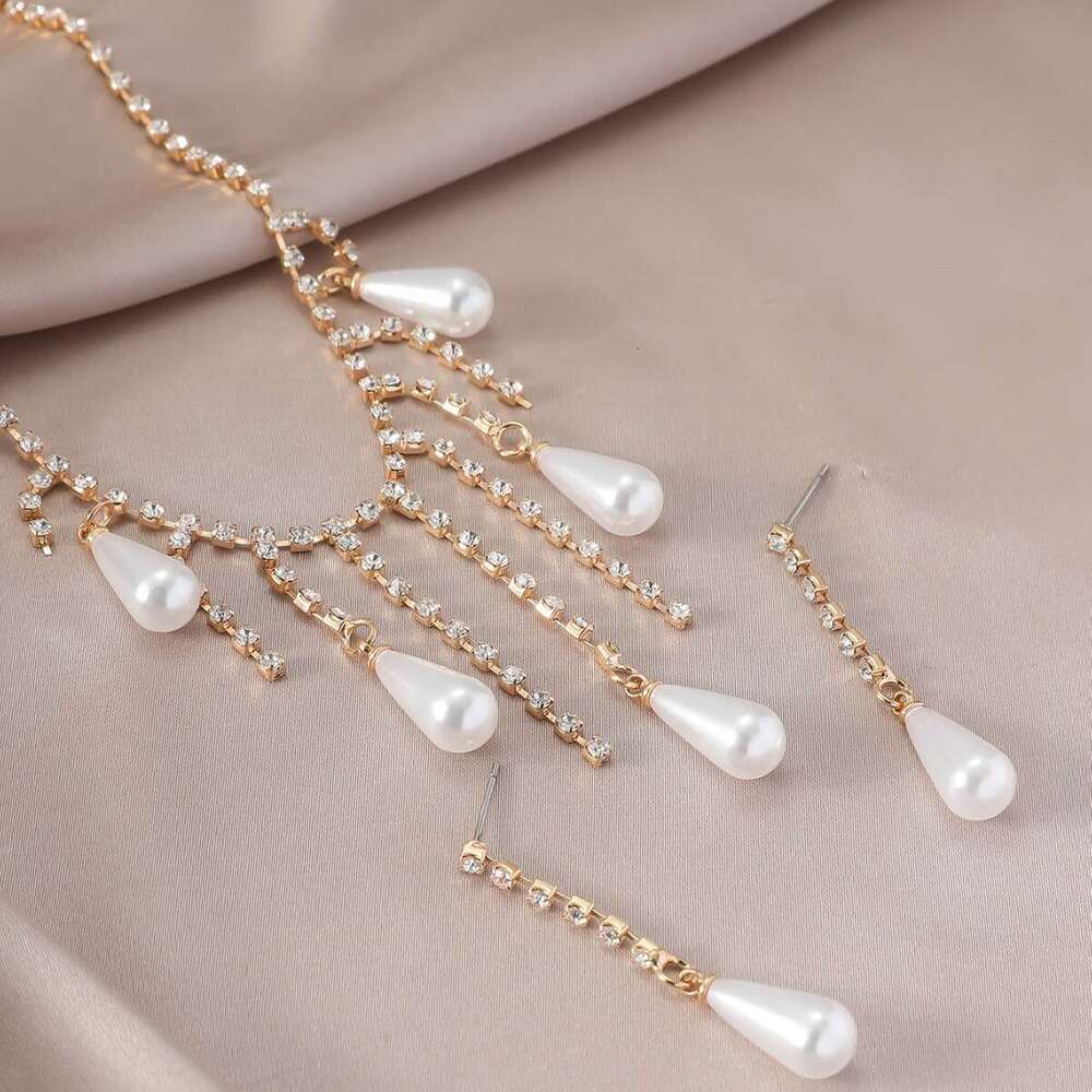 New Super Immortal Style Tassel Pearl Necklace Set Trendy Street Shooting Women's Bride Collar Chain