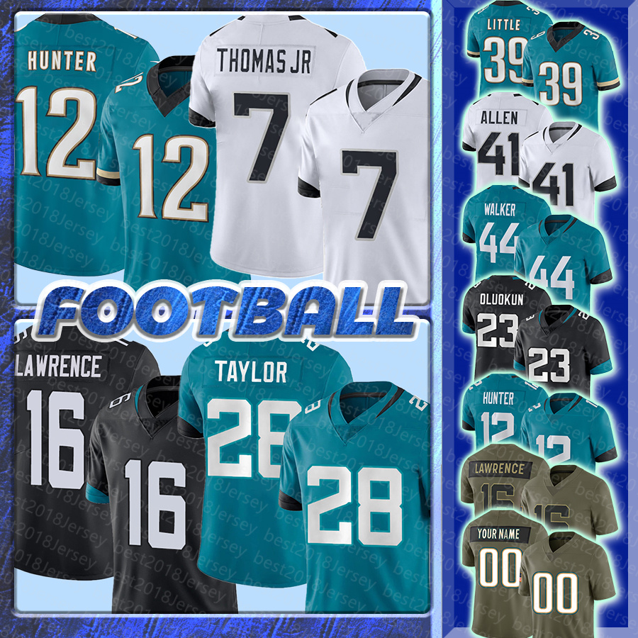 Mens Trevor Lawrence Football Jerseys Travis Hunter Brian Thomas Jr. Foye Oluokun Josh Hines-Allen Fred Taylor Cam Little Keenan McCardell Travon Walker