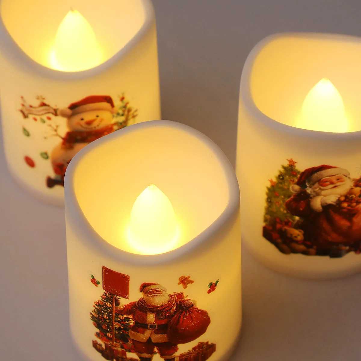 Christmas Candle Set Old Man Tree Snowman Christmas Eve Carnival Romantic Ornaments Light Led Christmas Decoration Candles Light W251107