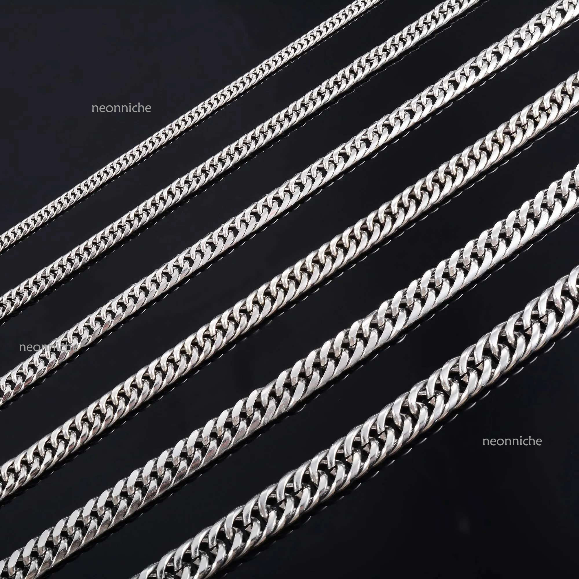 3MM/4MM Width Mens Punk k Cuban Curb Chain for Hip Hop Boy Women Stainless Steel Necklace Basic Metal Jewelry Accessories Heavy ChokerX240919