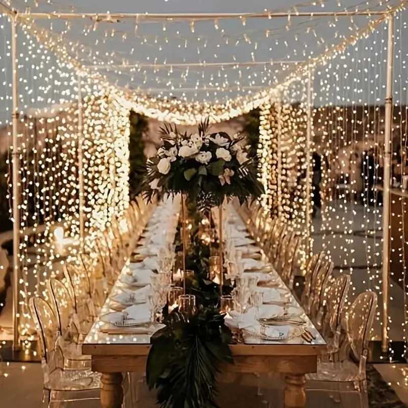 Christmas Light Party Birthday Wall Decoration LED 8 Mode 3/6M Garland Wedding Fairy Light USB Curtain String Lamp Holiday Decor W251107