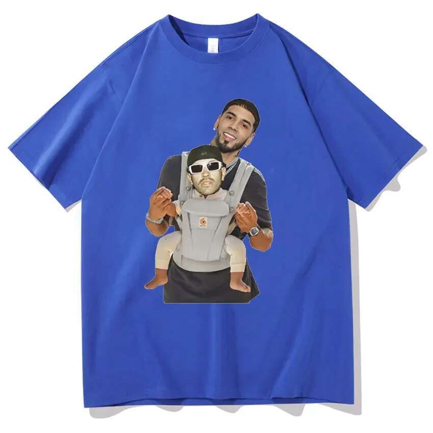 Rapper Anuel AA Feid Baby Carriage Design Graphic T Shirt Men Cool Hip Hop Oversized T-Shirt Unisex Casual 100% Cotton T-Shirts