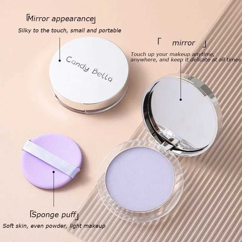 Matte set powder long-lasting oil control purple glitter pressed powder glossy facial powder jelly compact basic makeupXJ250407