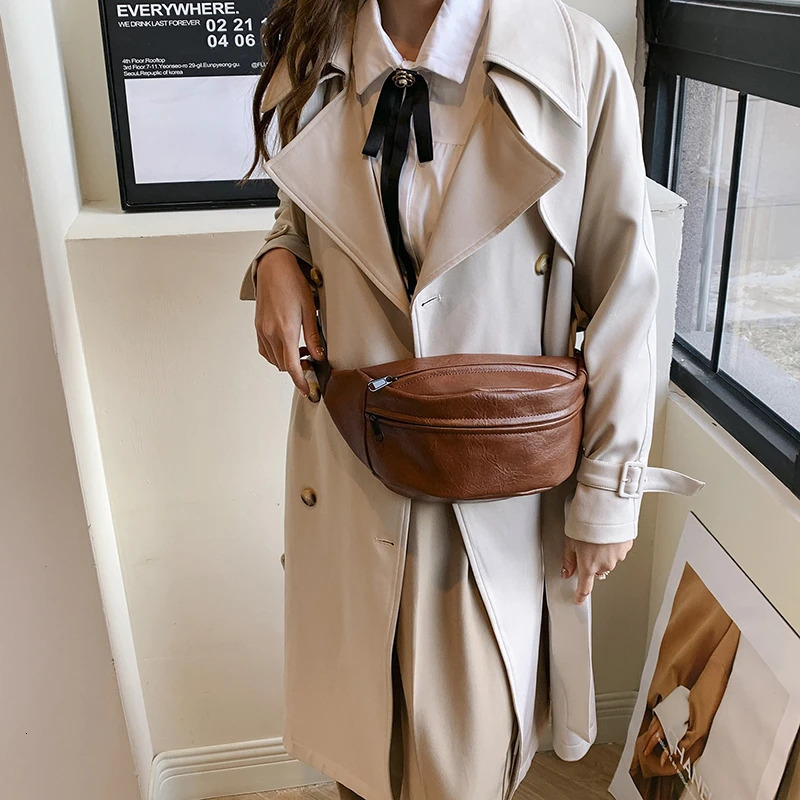 Sewing thread Pu zipper womens waist bag casual commuting womens selling bag Bolsas Para Mujeres 250402