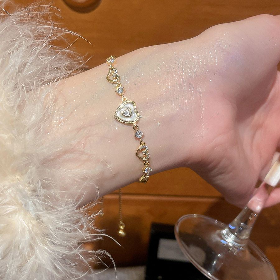 Hollow Heart Zircon Pull-out for Women, Fresh Fashionable, Versatile, Light Luxury, Simple and High-end Feel, Bracelet Jewelry - view 3