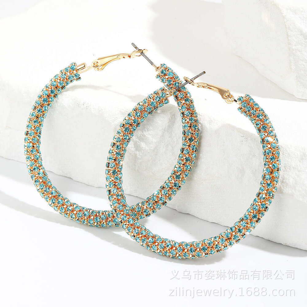 5.5cm Starry Sky Dia Copper Claw Chain Welding C-shaped hot HOOP EARRING Earrings