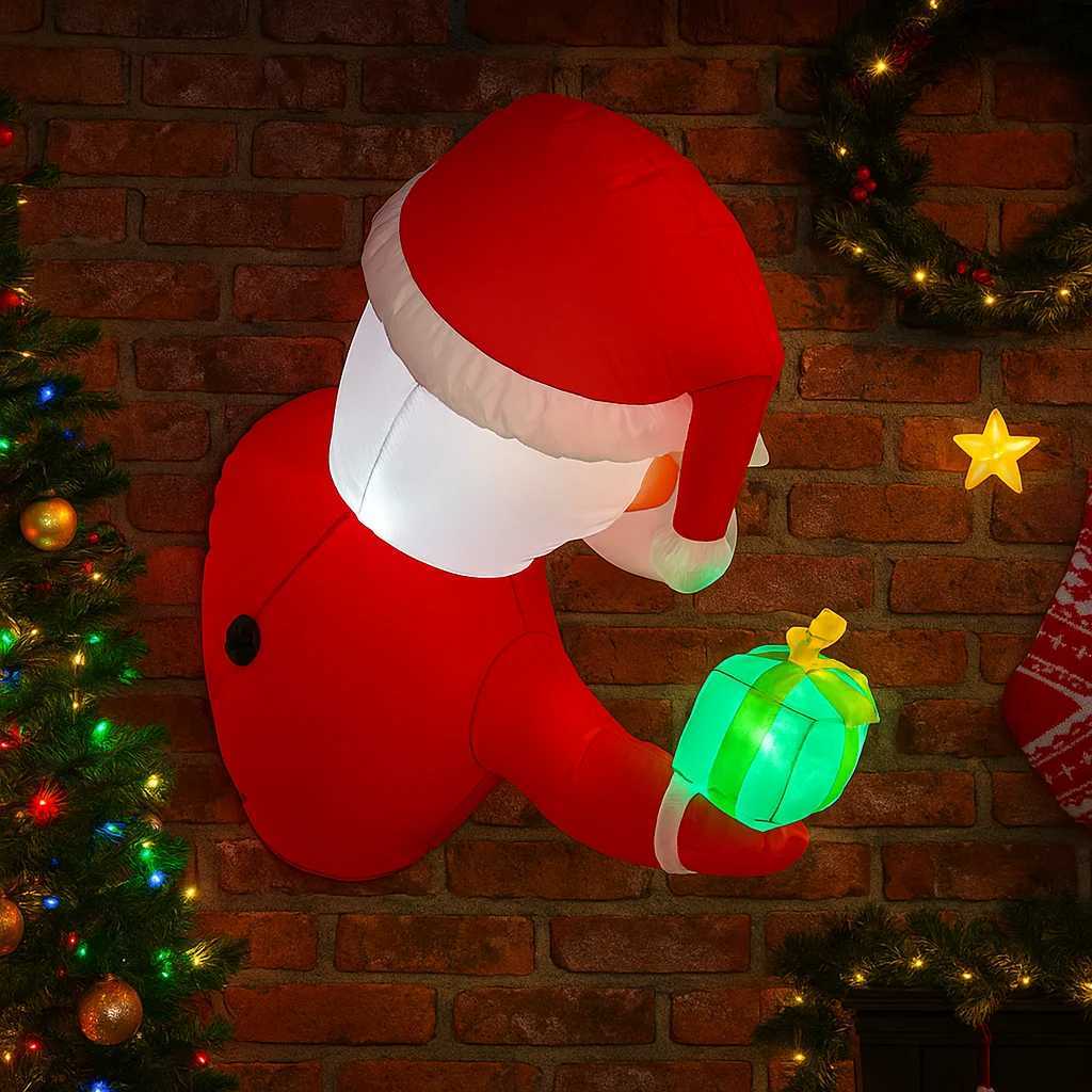 32FT Outdoor Holiday Inflatable Decorations Santa Claus Gift Xmas Yard Lawn Party Ornaments Lights Christmas Home Toy W251107