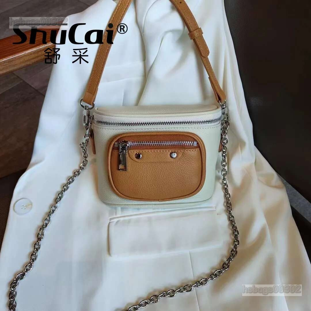 Genuine Leather New Chest Fashion Leather Single Shoulder Crossbody Chain Small Waist Bag
