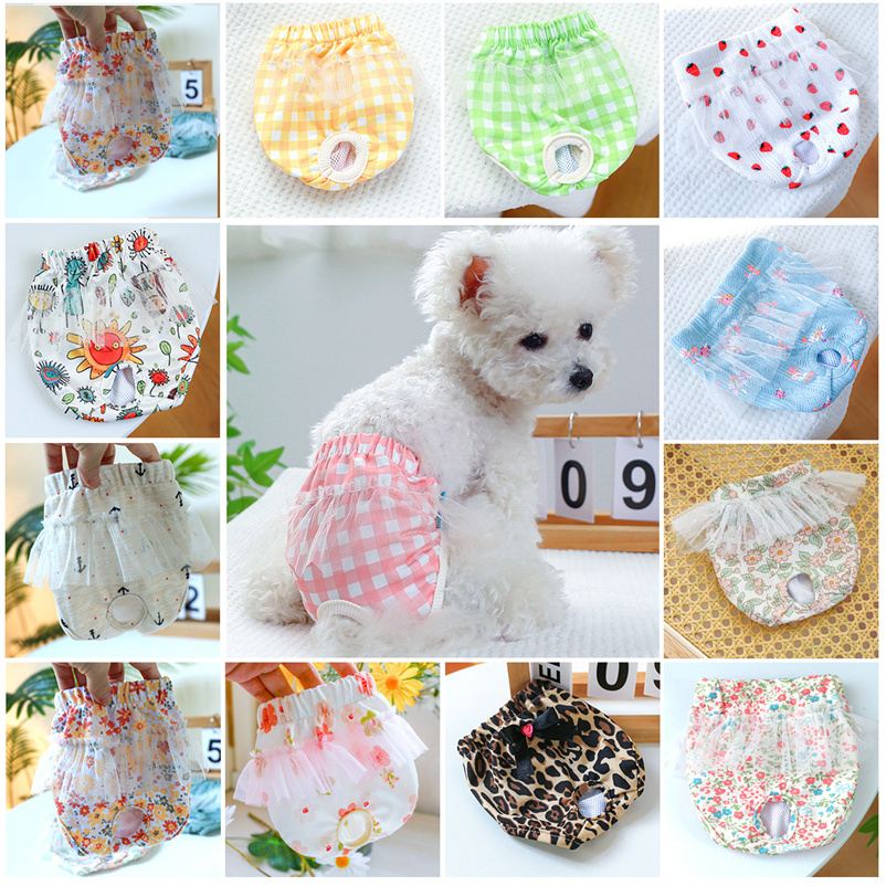 Cute Pet Dog Physiological Pants, Leopard Lace Skirt Diaper Pants For Teddy, Small Dogs Sanitary Shorts