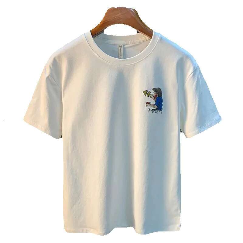 Men's short sleeved T-shirt, fashionable, abstract art print, loose, combed cotton, comfortable, summer
