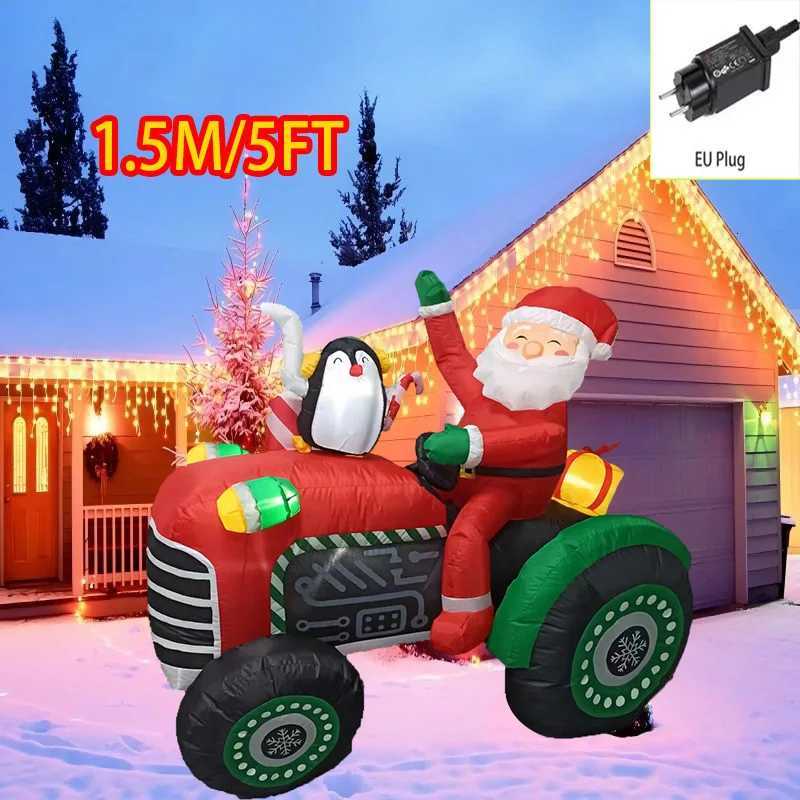 Outdoor Christmas Decorations Inflatable Toys Model Santa Vehicles Built-in LEDs Party New Year Ornament Xmas Garden Decor Props W251107