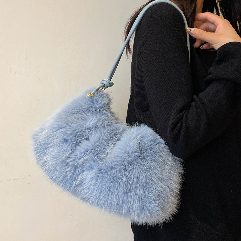 2025S Designer Women S Bag Handheld Plush Autumn Winter New Internet Celebrity Small Fresh Texture Hairy Versatile Tote Women S Bag