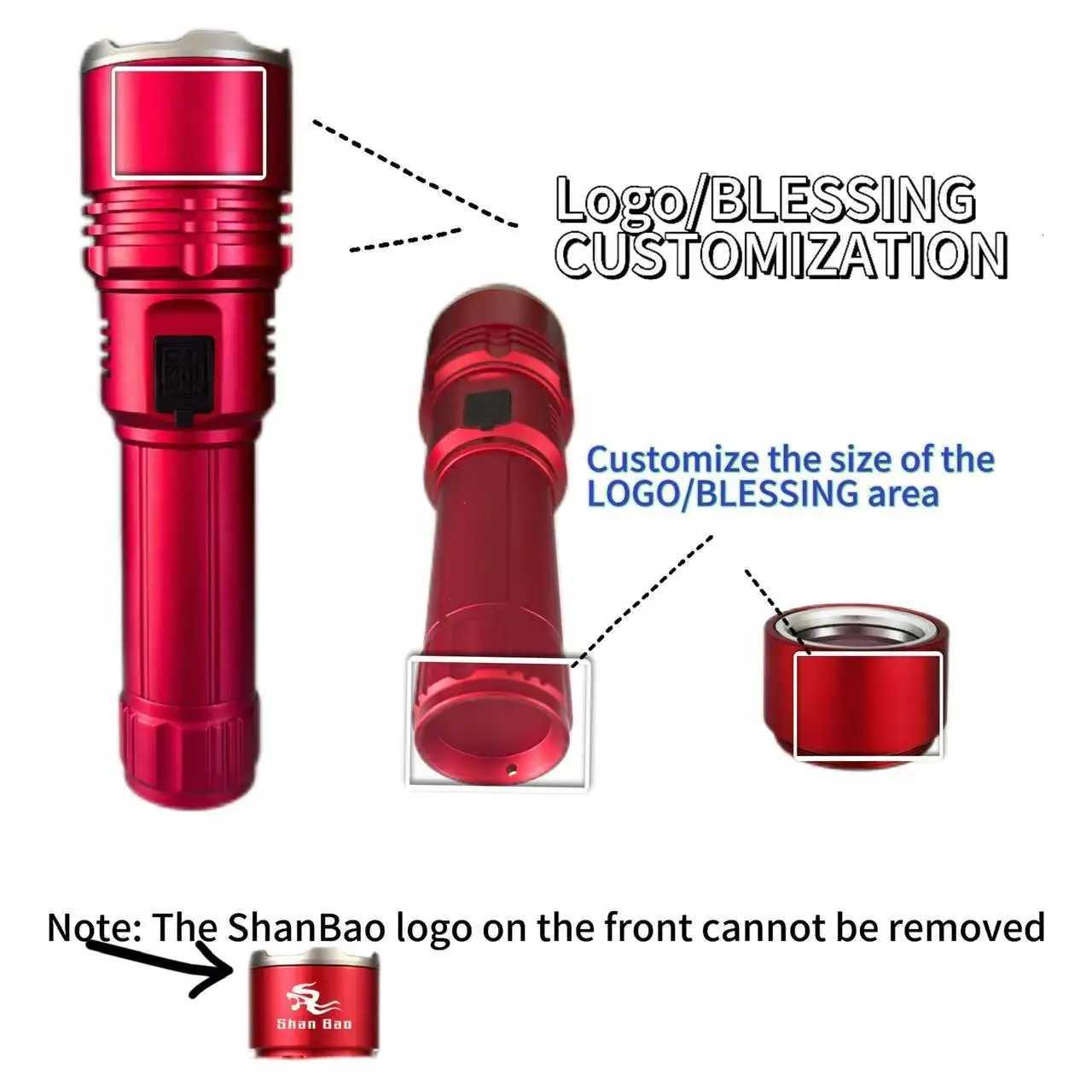Shan bao 4000LM flashlight zoomablestrong light focusing light source canignite flames plastic bagscustomized/blessingW251106
