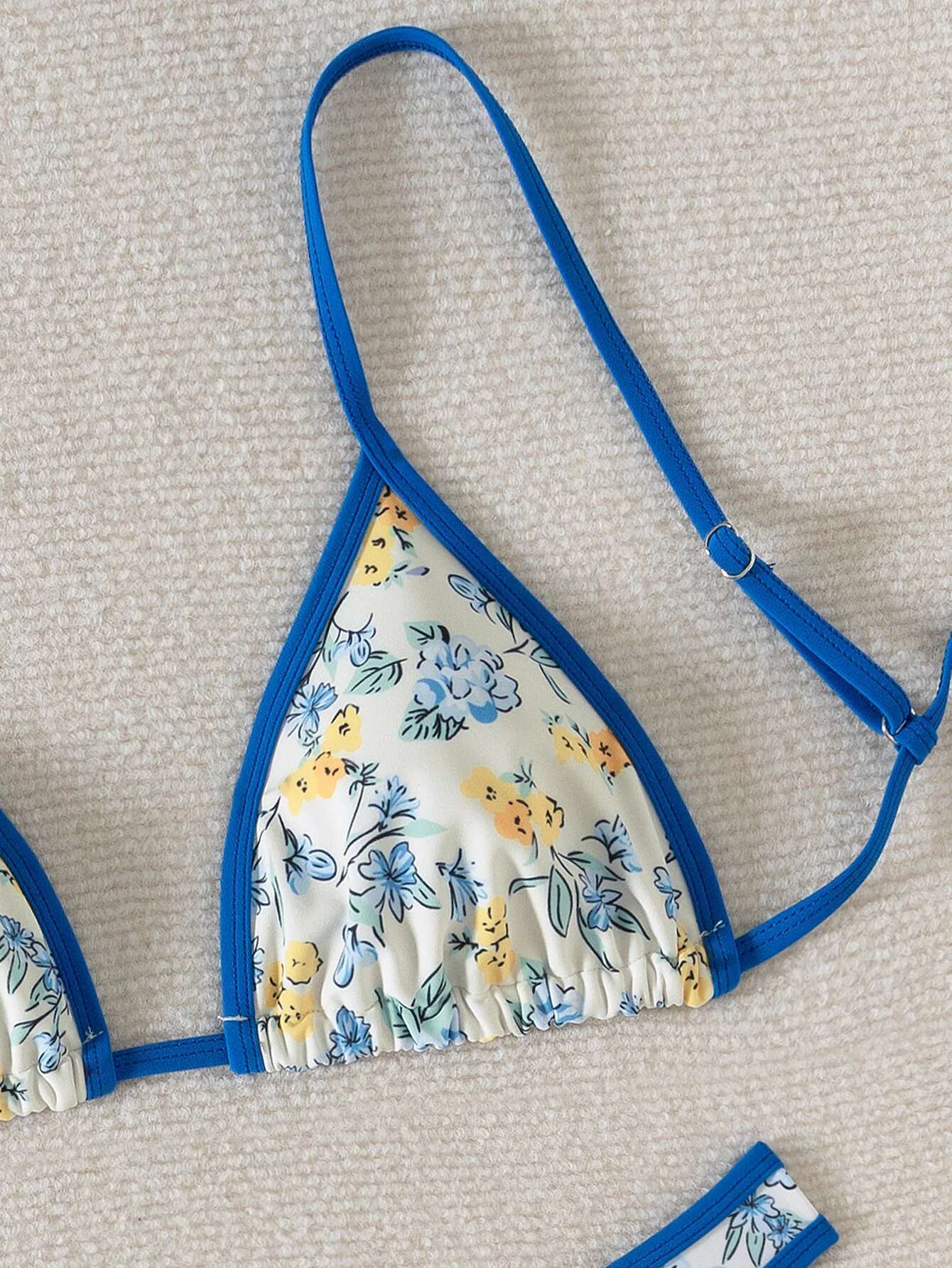 Dongdumaoyi Sexy Micro Bikini Women Blue Floral Print Push Up Thong Swimsuit Brazilian Beach Bathing Suit Holiday Swimwear Biquini
