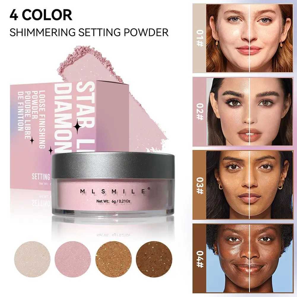 MLSMILE shimmer loose set powder oil control hidden hole durable concealer face powder pearl matte face makeupXJ250407