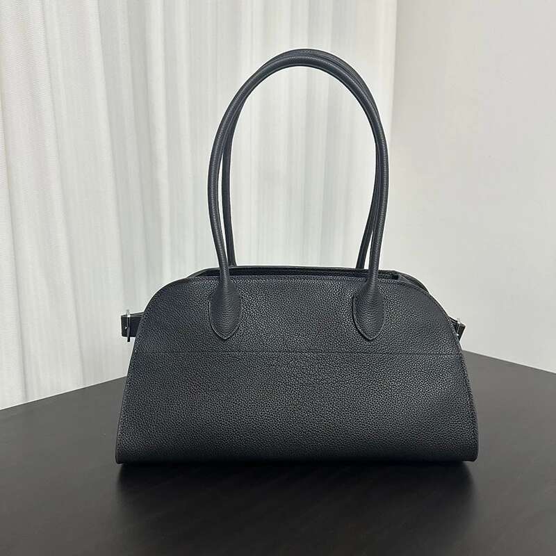 Donna-in Large Tote Genuine Full Grained Leather Long Handle Shoulder Bag Natural Cowhide Business Handbag for Work Commuting