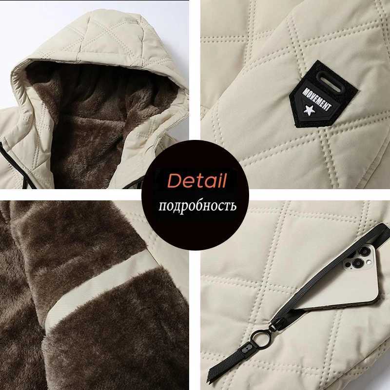 Winter Man Fleece Outdoor Casual Jacket Man Hooded Outwear Warm Jacket Man Multi Pocket Thicken Jacket Male Run Work Safari CoatT251107
