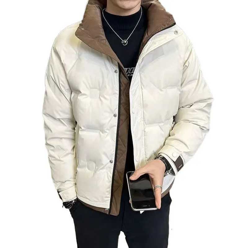 2025 mens winter new thickened white duck down jacket youth stand-up collar short down jacketT251107