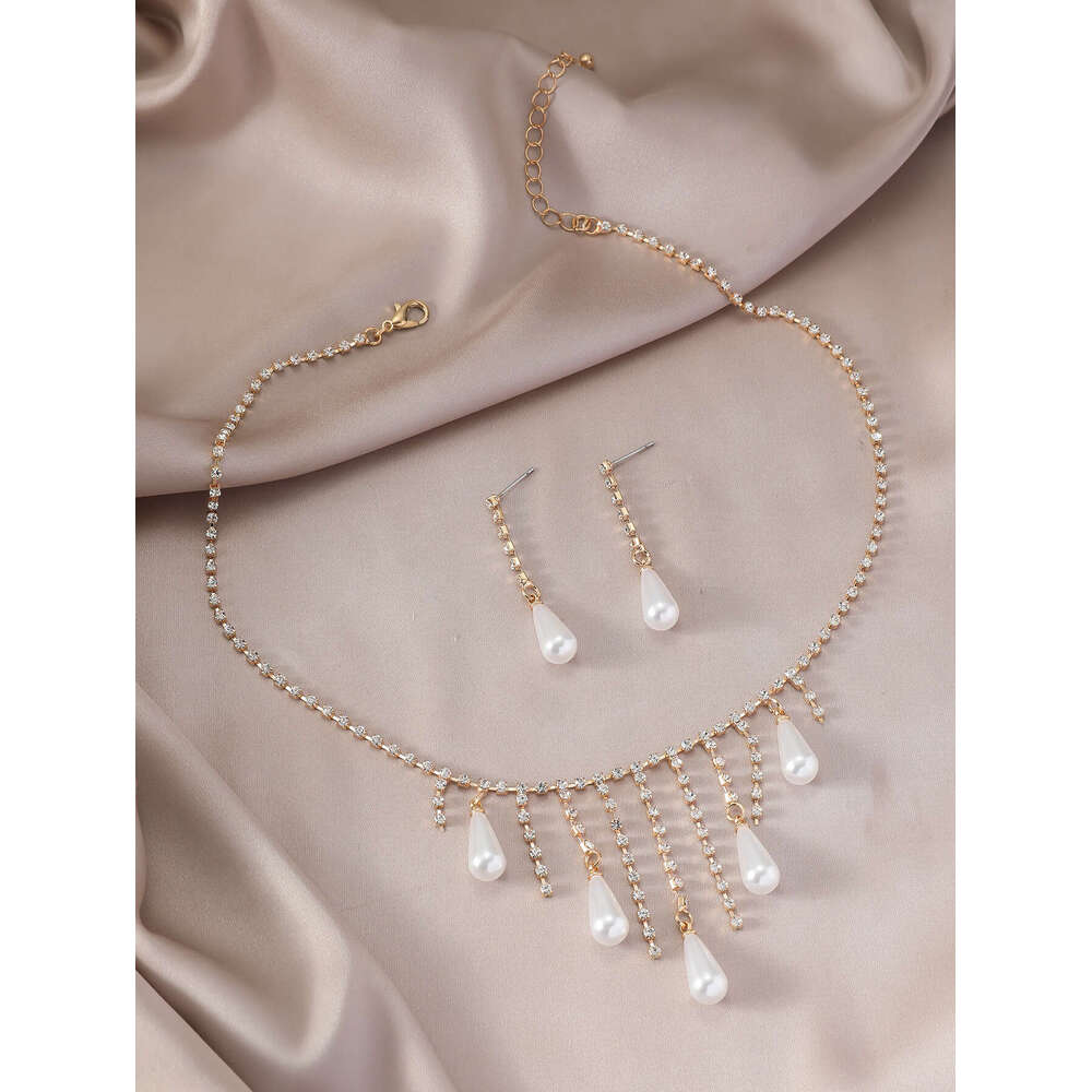 hot New Super Immortal Style Tassel Pearl Necklace Set Trendy Street Shooting Women's Bride Collar Chain