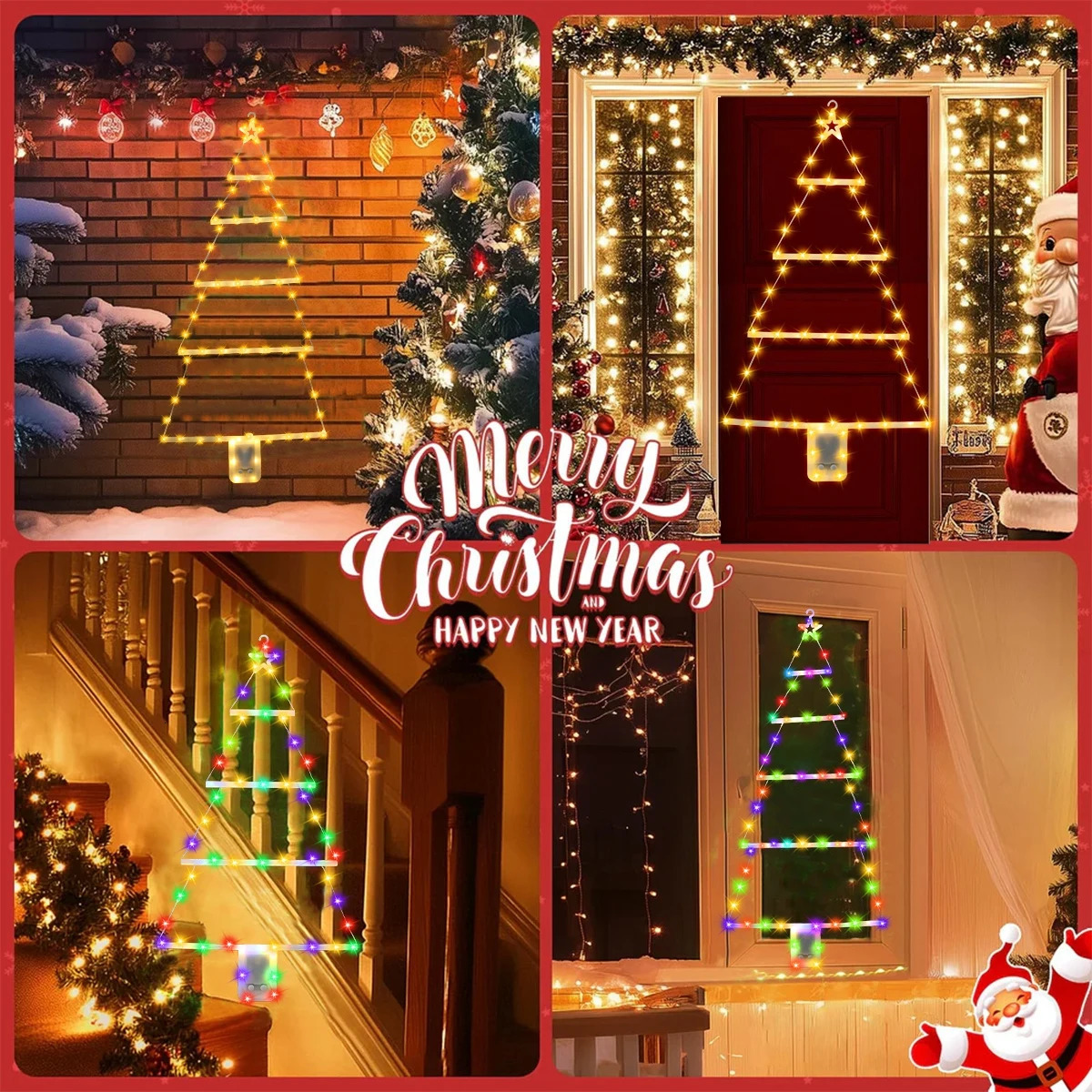 Christmas Tree LED Ladder Light Navidad Outdoor Garden Santa Claus Climbing Ladder Light Christmas Decoration 2025 Year 2026 251103