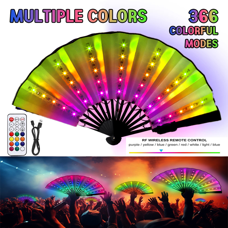 LED Glowing Fan Multicolor Light Up Fan With Remote Control Luminous Party Fan Festival Fans China Handheld Fan Club Prop Gift