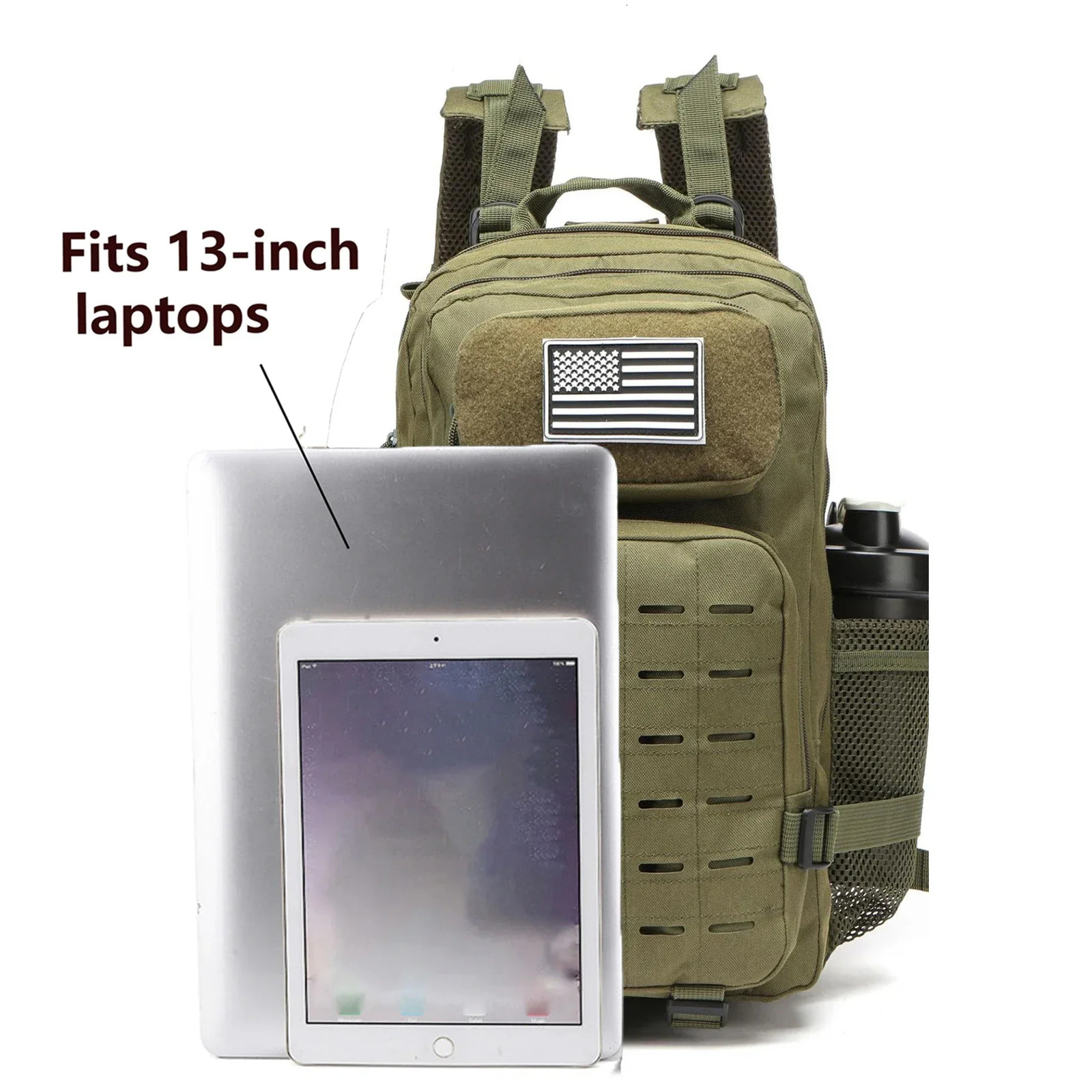 25L/50L Waterproof with 2 Bottle Holders Backpack Gym Outdoor Travel Hiking Fishing Trekking Backpacks 13inch Laptop Bag 251105 - view 6