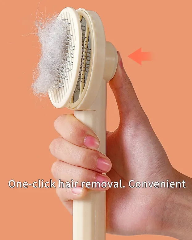 Durable Cat Brushing Tool Soft Bristle Dog & Cat Fur Cleaner with Comfortable Handle