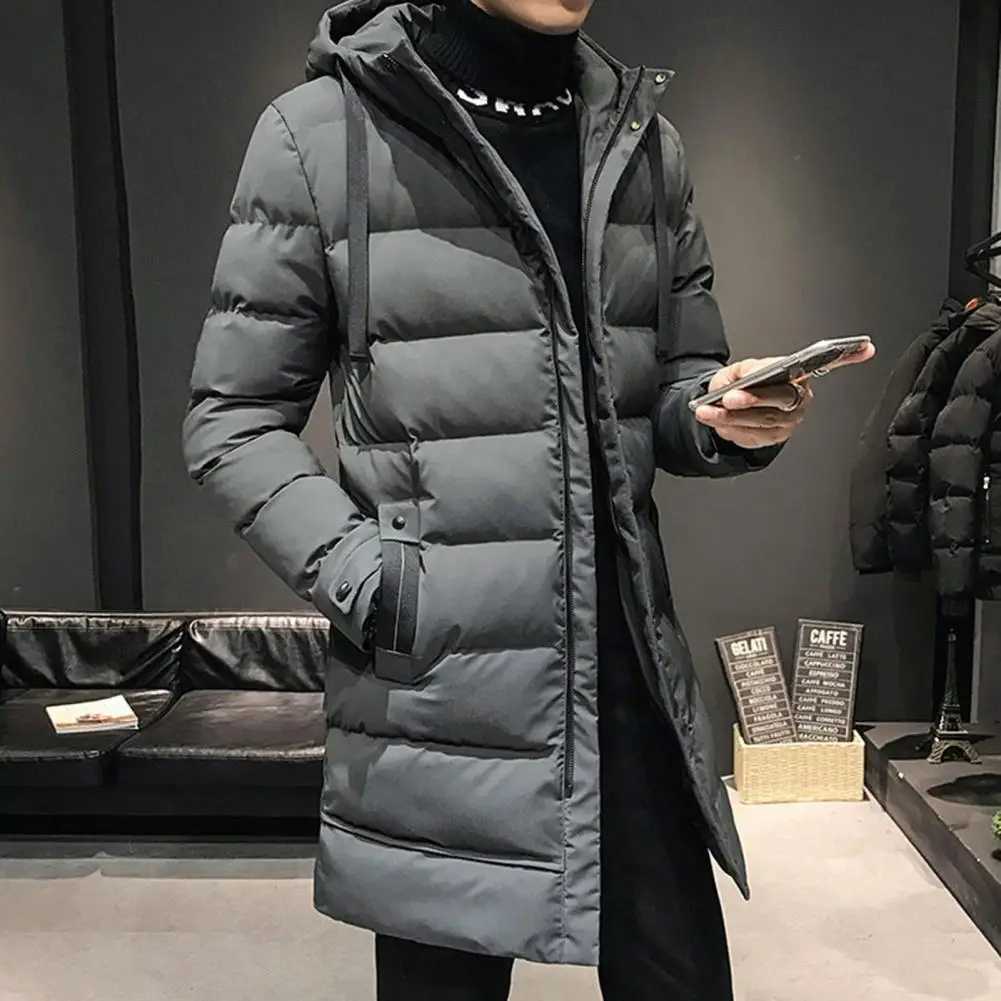 Hooded Cotton Coat for Cold Weather Cotton Coat with High Collar Winter Warmth Mens Hooded Down Parkas for OutdoorT251107