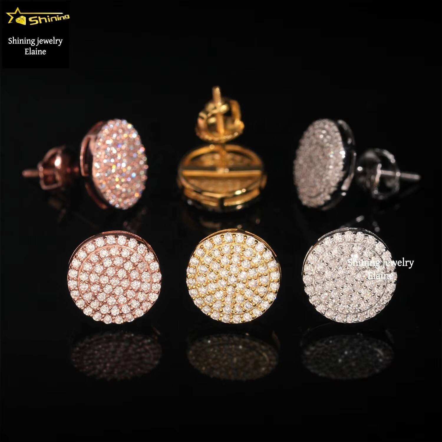 New Design Fashion Diamond Earrings Silver 925 D Color Vvs Moissanite Hip Hop Iced Out Stud Earrings