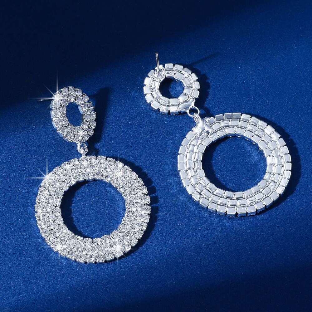 Dia studded with double circular hollow out full dia earrings, personalized women's fashion, sympathy earrings batch