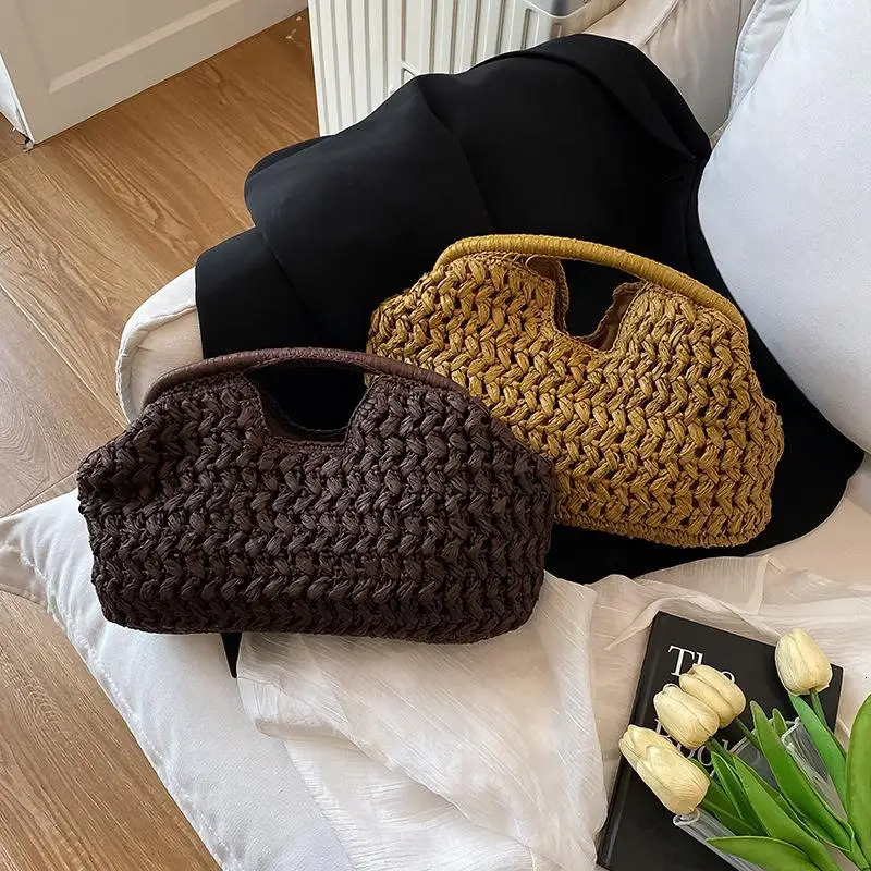 Fashion Elegant Woven Handbag Female Beach Straw Underarm Bag Versatile Exquisite Shoulder Bags Evening Bags For Women Gifts R251110