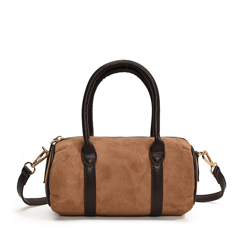 2025S Designer Women S Bag Matte New Cowhide Women S Boston Casual Hand Held Cylindrical Shoulder Style Crossbody Bag