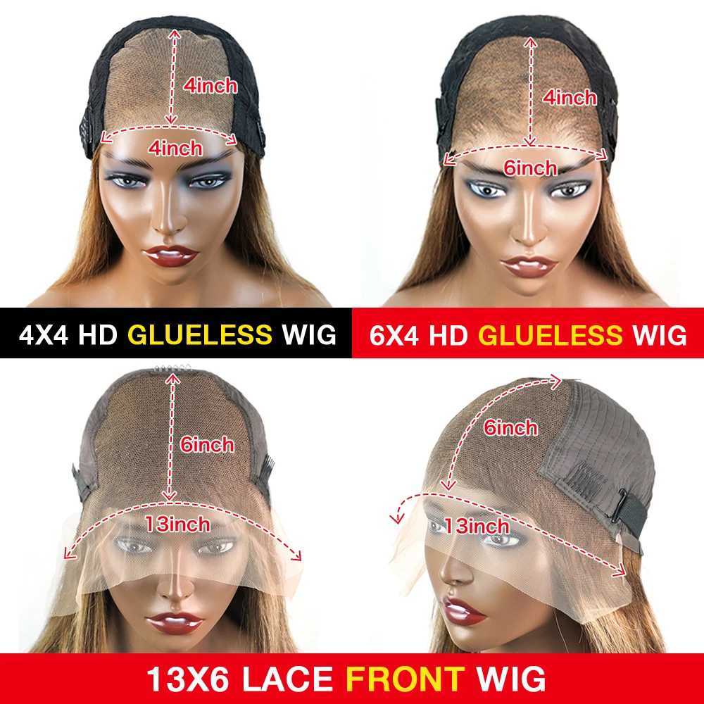 Highlight Glueless Wigs Human Hair Ready To Wear And Go For Women Preplucked Brazilian Ombre Straight 13x6 HD Lace Frontal Wig W251107