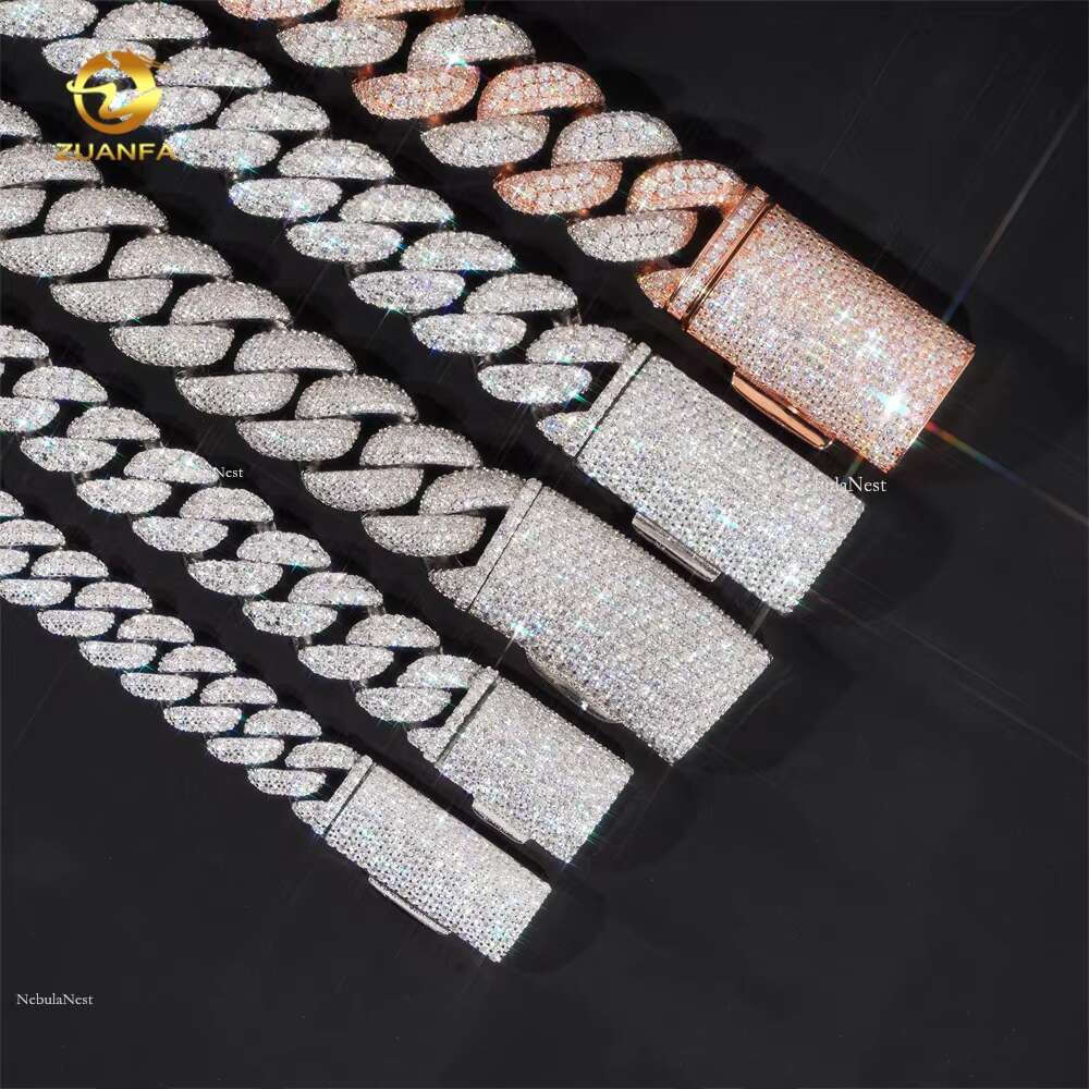 Rapper Jewelry Solid Heavy 930g 28mm Hip Hop Sier Iced Out Moissanite Miami Cuban k Chain