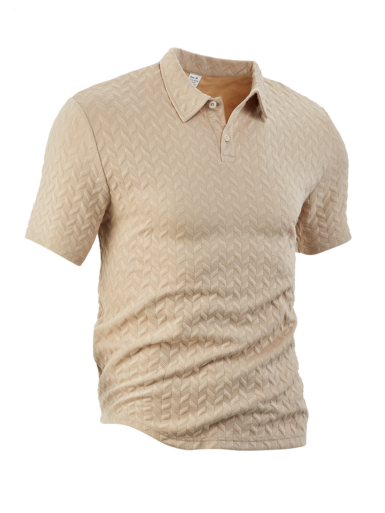 Men's summer thin breathable sweat loose casual solid color jacquard fabric men's short sleeve polo shirt m097