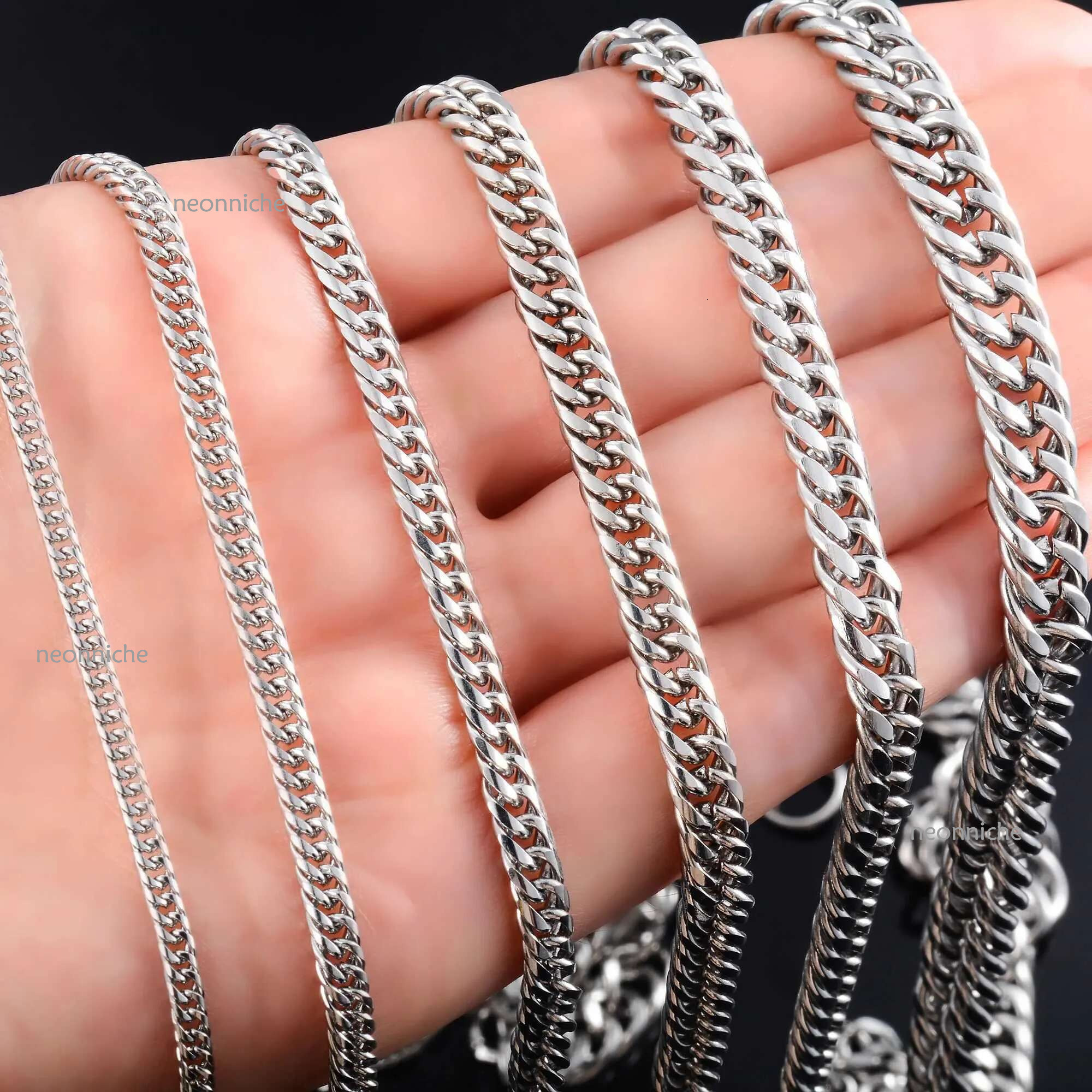 3MM/4MM Width Mens Punk k Cuban Curb Chain for Hip Hop Boy Women Stainless Steel Necklace Basic Metal Jewelry Accessories Heavy ChokerX240919