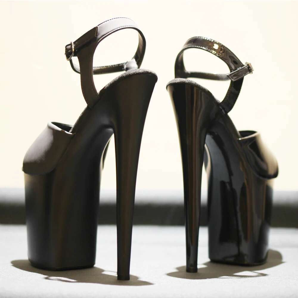 Extreme Black Paint Baking Process High Heel Sandals 20Cm Heels Pole Dancing Shoes