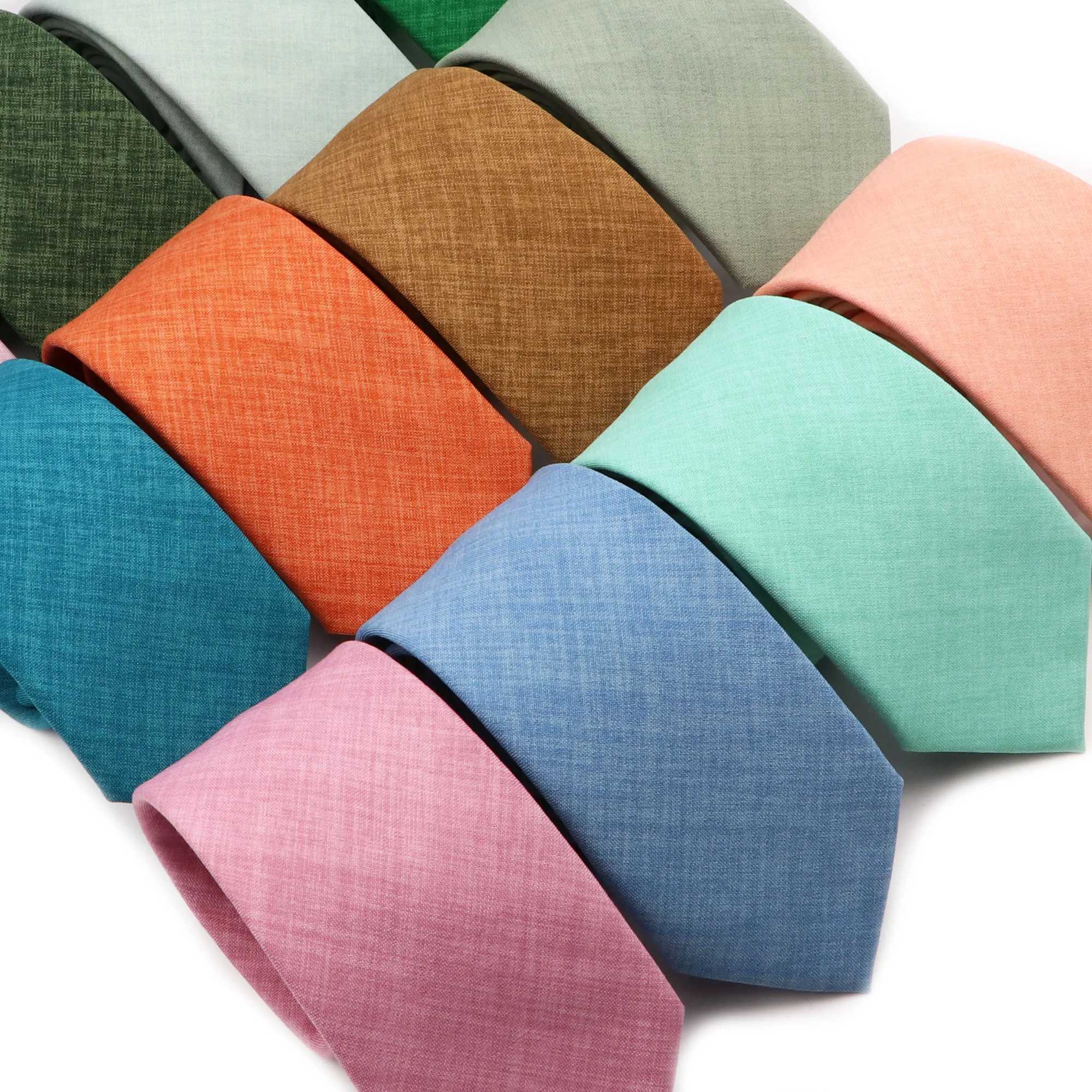 Solid Color Handmade Cotton Ties Men Necktie Striped Narrow Collar Slim Sage Green Casual Tie Wedding Suit Accessories Gift X250407